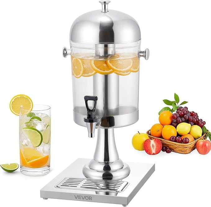 VEVOR Beverage Dispenser, 2.1 Gallon Drink Dispenser for Parties, Stainless Steel + Plastic Juice... | Amazon (US)