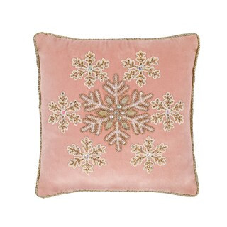 HGTV Home Collection Snowflake Beaded Velvet Pillow, Blush,  14in | Michaels Stores