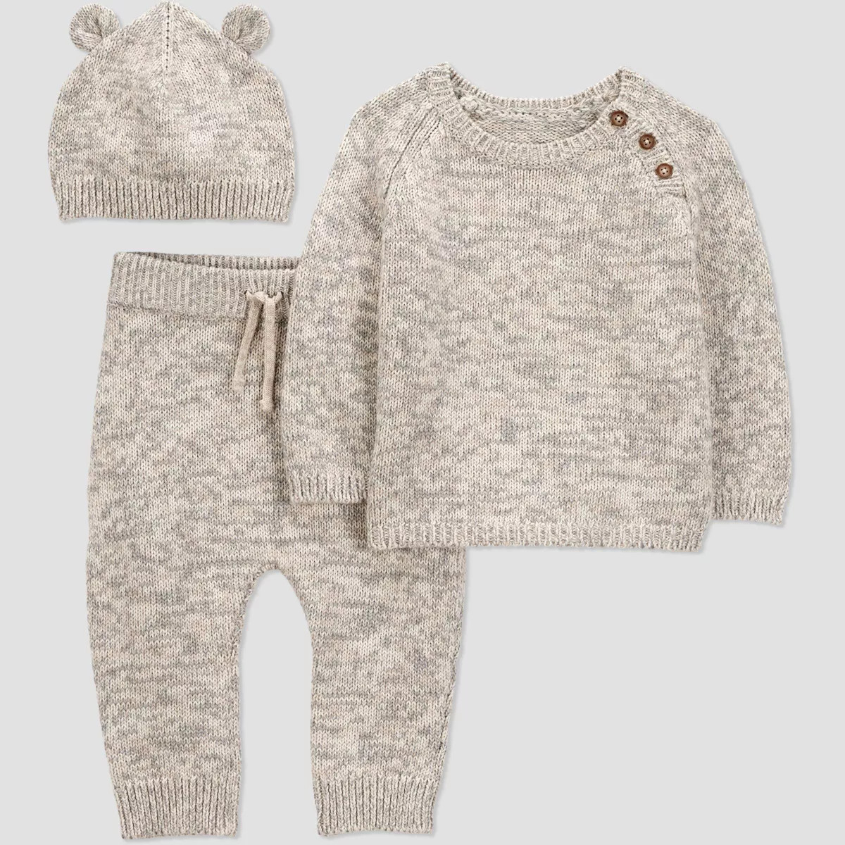 Carter's Just One You® Baby 3pc Marled Sweater Top & Pants Set - Brown | Target