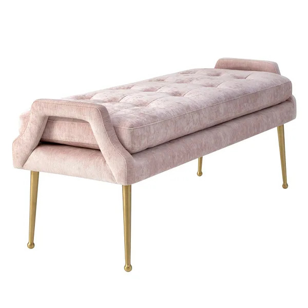 Eileen Blush Slub Velvet Bench - Overstock - 18846135 | Bed Bath & Beyond