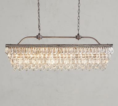Clarissa Crystal Drop Rectangular Chandelier | Pottery Barn (US)