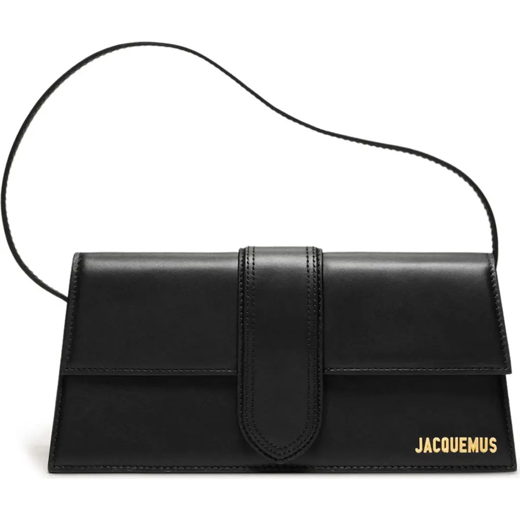 Jacquemus Long Le Bambino Leather Shoulder Bag in Black at Nordstrom | Nordstrom