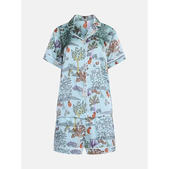 Joyspun Women’s Stretch Satin Sleep Top and Shorts, 2-Piece Set, Sizes XS to 3X | Walmart (US)