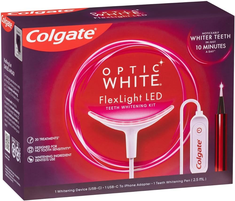 Colgate Optic White ComfortFit Teeth Whitening Kit with LED Light and Whitening Pen, LED Teeth Wh... | Amazon (US)