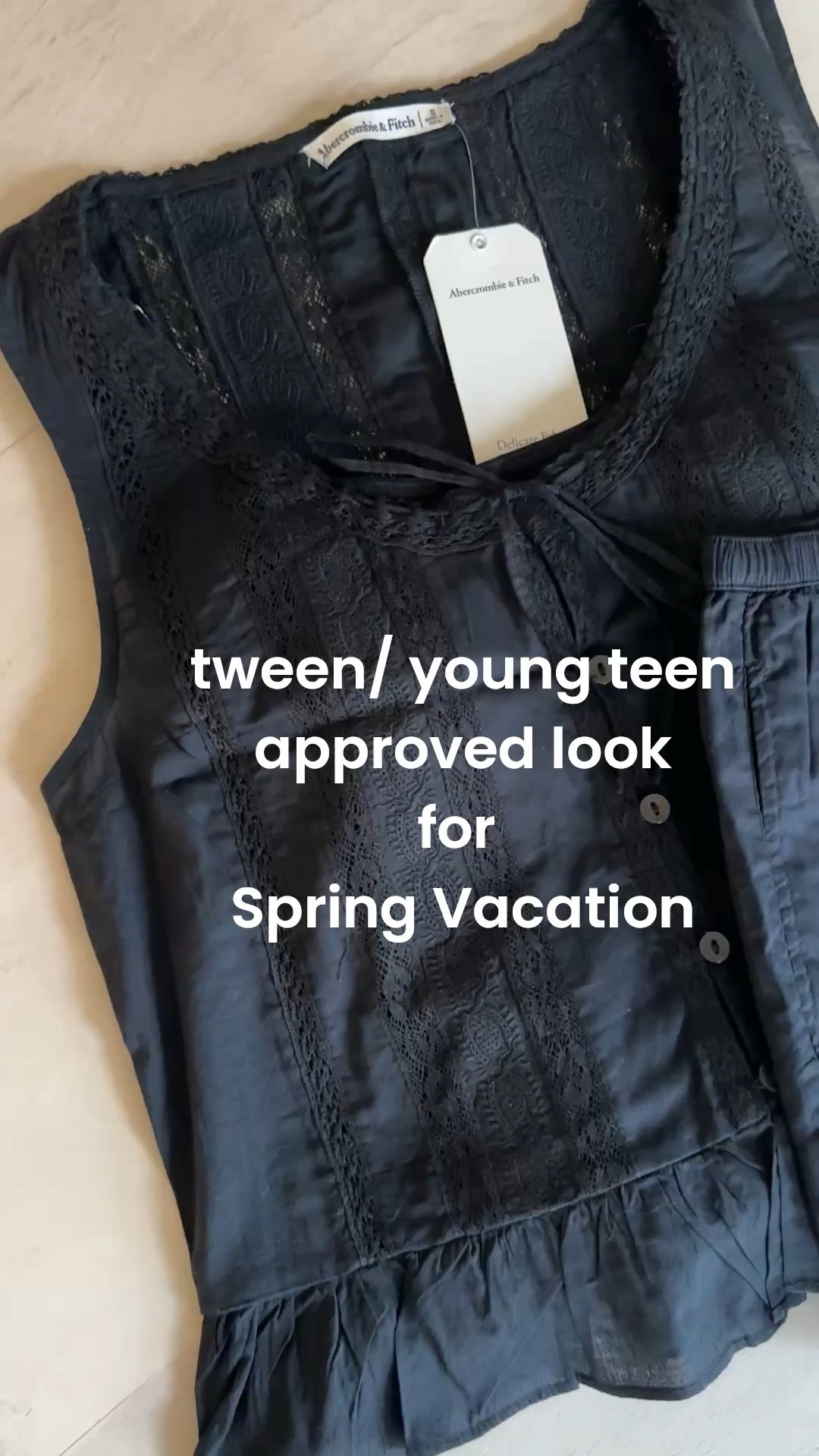 i’m a mom of three teenage girls. Ranging in ages from 14 to 18. I know the struggle of finding cute and appropriate outfits for vacation. I picked up this set for my 14-year-old daughter. She loves it, and it will be a no-brainer to put on for dinner on vacation. Wear it with a cute little sandal, I bought my daughter some jelly Jack Roger Rogers, but you could do whatever your daughter prefers!
lauren the tank with the bullet in bra under the top.
on sale now @abercrombie 

#LTKSpringSale #LTKSaleAlert #LTKKids