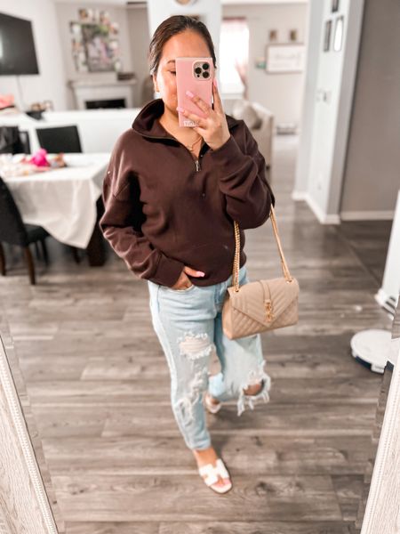 Brown pullover from Target
Wearing size small 
Relaxed fit 
TTS 
Casual style 
Comfy clothes 
Fall fashion 

#LTKSeasonal #LTKstyletip #LTKfindsunder50