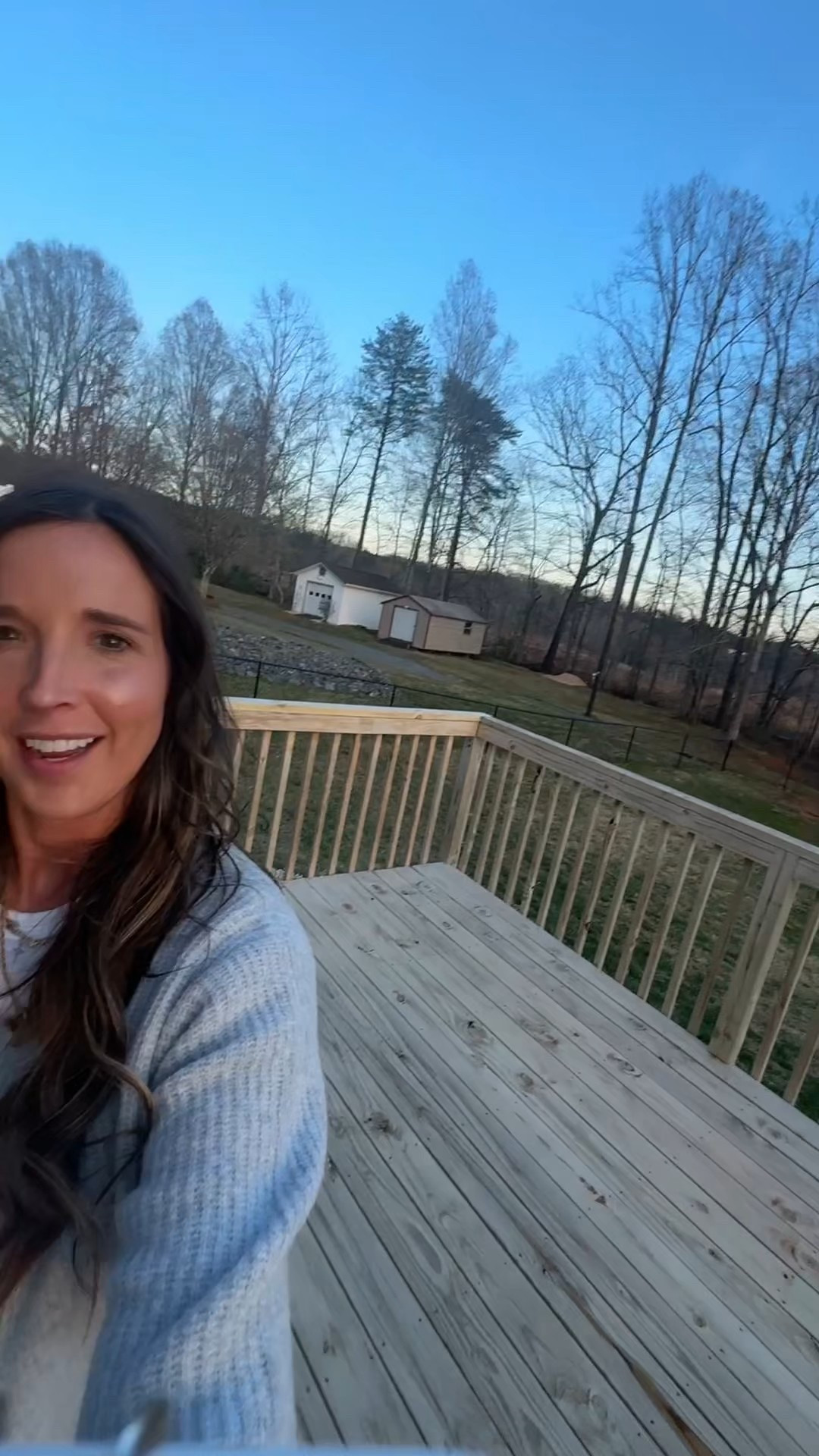 Here’s what we have for our deck so far! 

The paint is both Sherwin Williams 
Regular white paint 
Then the brown stain is semi solid banyan brown 

#LTKFamily #LTKHome #LTKWatchNow