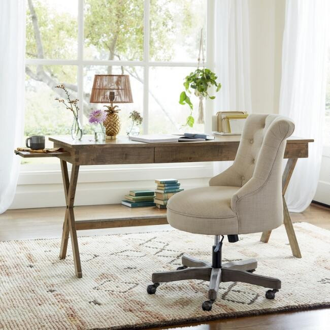 Light Walnut Wood Campaign Desk | World Market