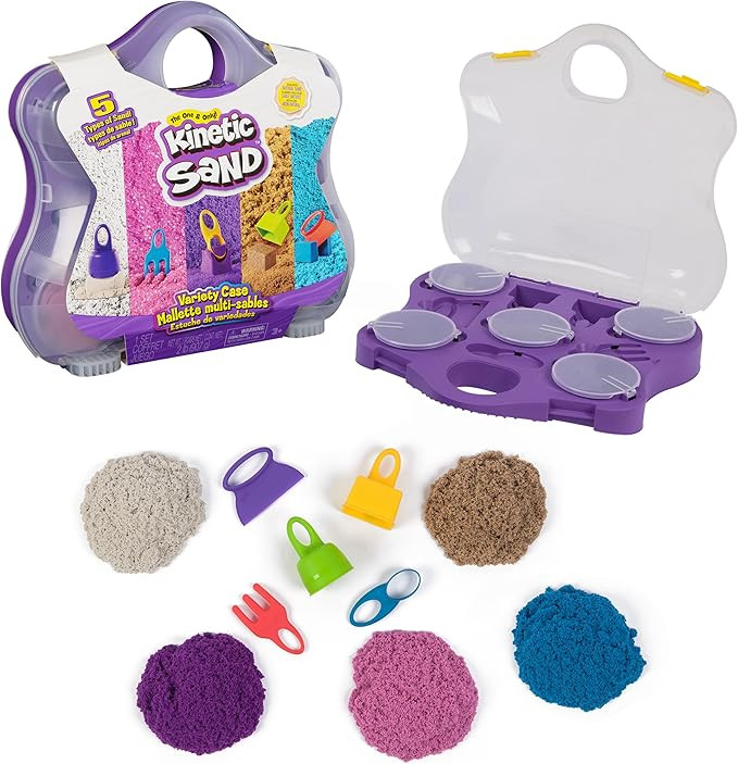 Kinetic Sand, Variety Case with 2lbs Play Sand (Beach, Neon & Shimmer) & 5 Tools, Reusable Storag... | Amazon (US)