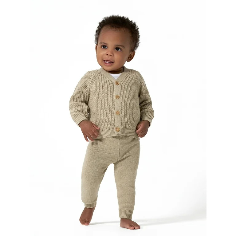 Modern Moments by Gerber Baby Boy or Girl Unisex Knit Cardigan Sweater & Jogger Outfit Set, 2 Pie... | Walmart (US)