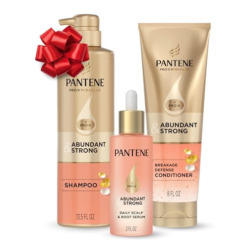 Pantene Abundant & Strong 3-Piece Regimen with B5 Complex + Niacinamide, Shampoo (13.5 oz), Conditioner (8 oz), Serum (2 oz) for Hair Loss, Thinning, Anti-Breakage, Volume - Grows Healthier | Amazon (US)