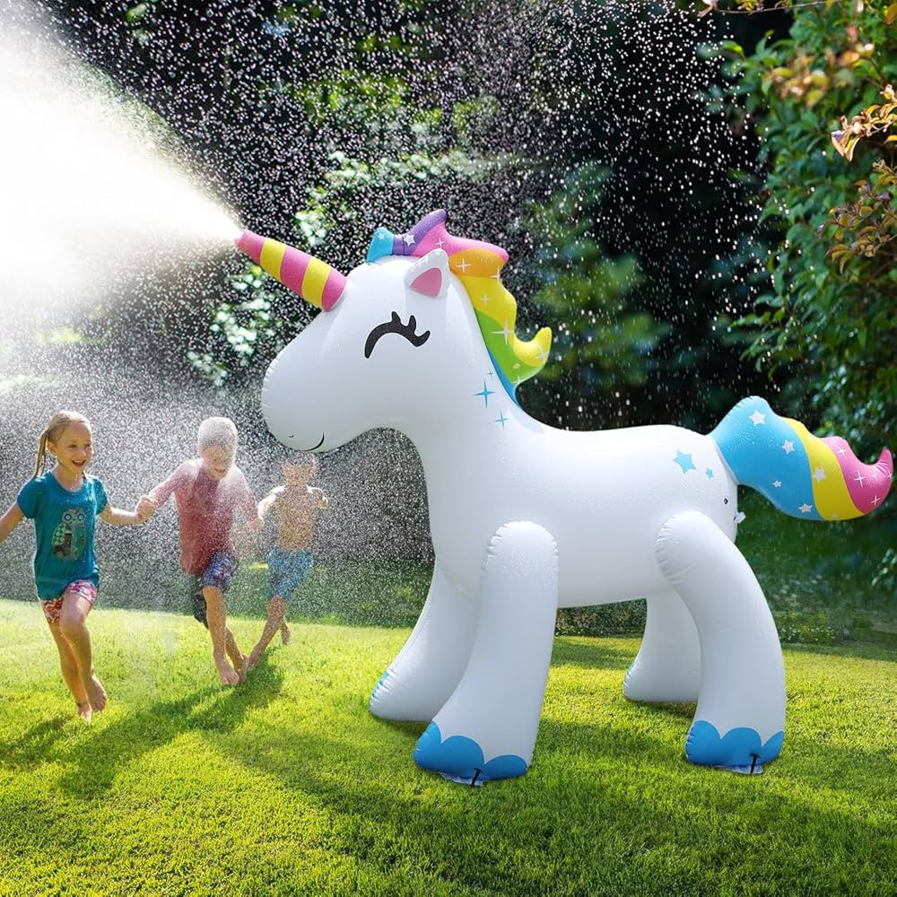 AQUAJOY Sprinkler Water Toys Inflatable Outdoor Yard Sprinkler for Kids and Adults (Unicorn) | Amazon (US)