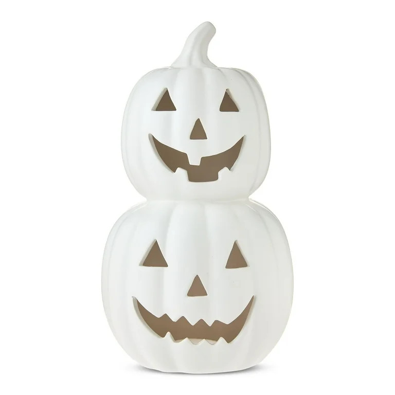 Stacked Pumpkins Tabletop Decor, White, 11.25", Halloween by Way To Celebrate | Walmart (US)