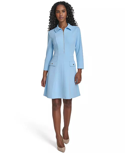 Women's Zip-Front Fit and Flare Dress | Macy's