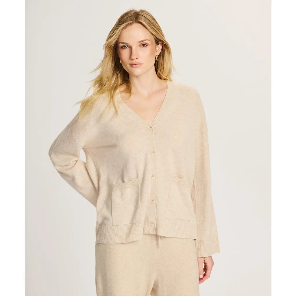 NAADAM Signature Cashmere Boxy Cardigan in Oatmeal at Nordstrom, Size Large | Nordstrom