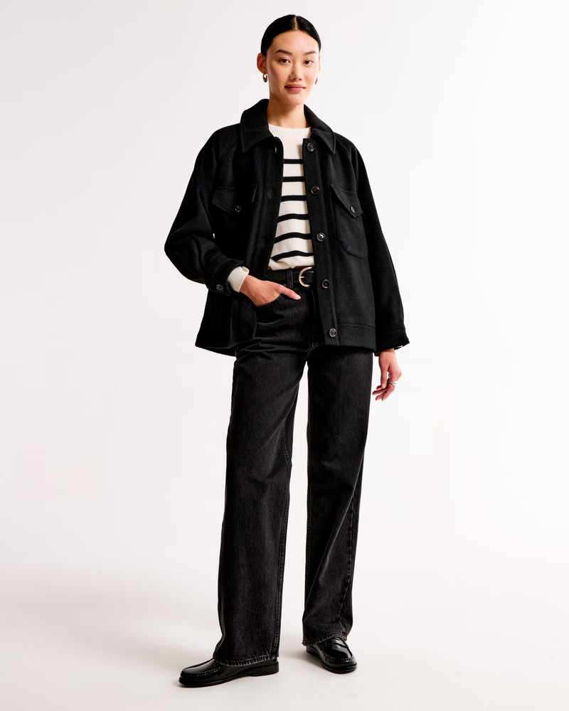 Wool-Blend Utility Shirt Jacket | Abercrombie & Fitch (US)