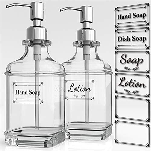 GLADPURE Soap Dispenser - 2 Pack, 18 Oz Antique Design Thick Glass Hand Soap Dispensers; with 304... | Amazon (US)