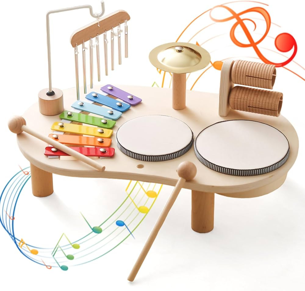 Promise Baby Musical Instruments, Wooden Percussion Instruments for Kids Drum Set Xylophone, Mont... | Amazon (US)