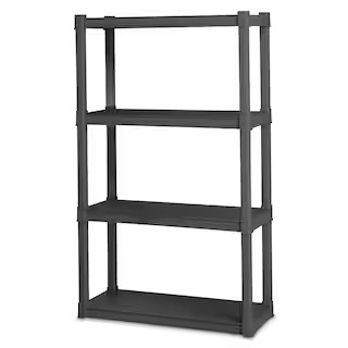Sterilite 34.5 in. W x 57 in. H x 14.375 in. D 4-Shelf Plastic Shelving Unit, Flat Gray | The Home Depot