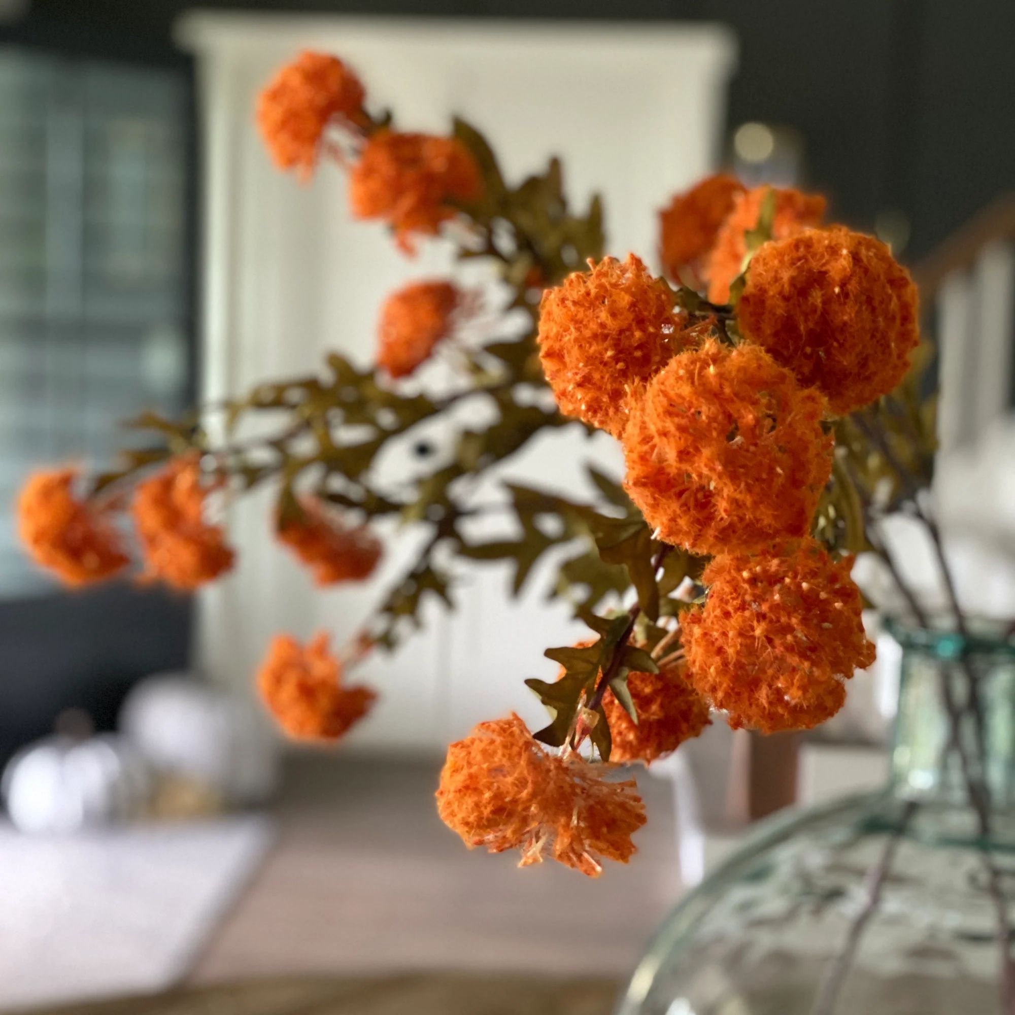 35" Autumn Aster Spray, Orange | Interior Delights