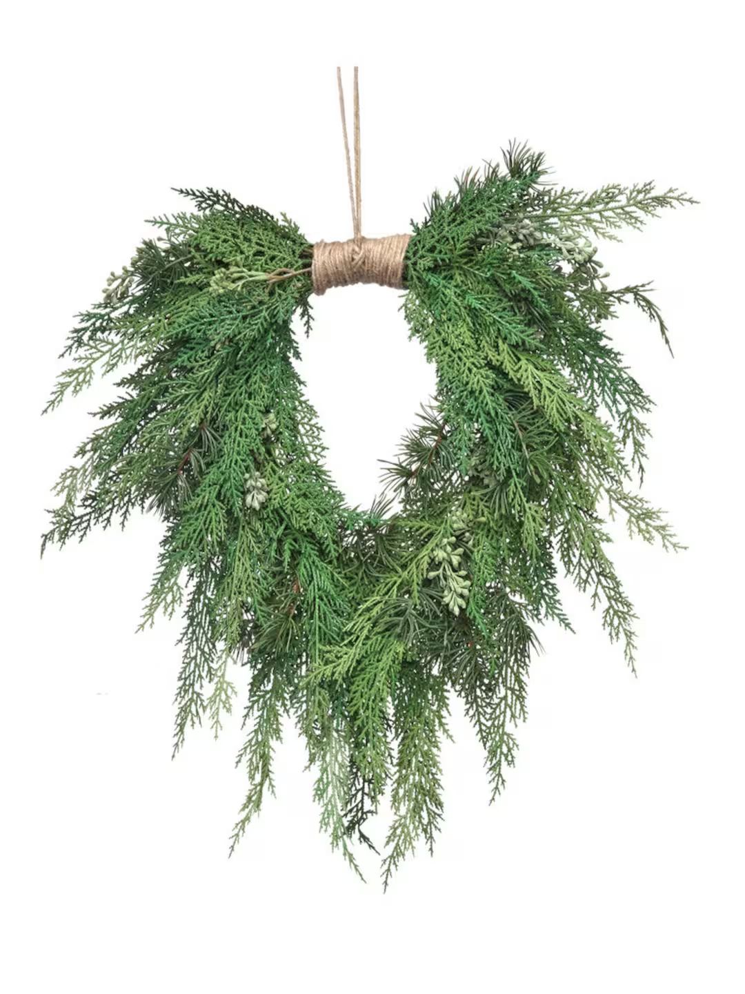 22 Real Touch Cedar Wreath/green Artificial Wreath/green - Etsy | Etsy (US)