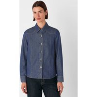 Whistles Pure Cotton Collared Button Detail Shirt Dark Blue Denim | Marks & Spencer (UK)