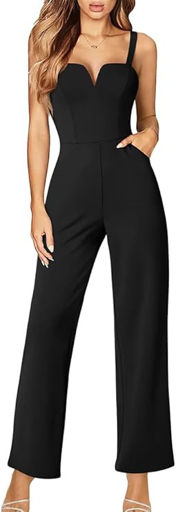 DAAWENXI Women's Casual Tank Top Sleeveless Jumpsuits Dressy Wide Leg Pants Rompers With Pockets | Amazon (US)