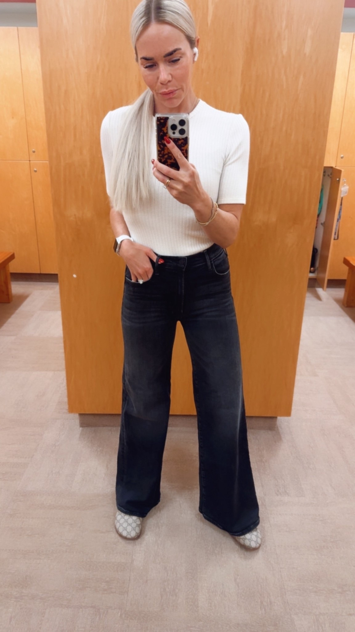 These black flares are so flattering and comfortable. A staple you’ll wear all year long. Run true. Wearing a 26. Love the fit and price point of this knit tee. 

#LTKjeans