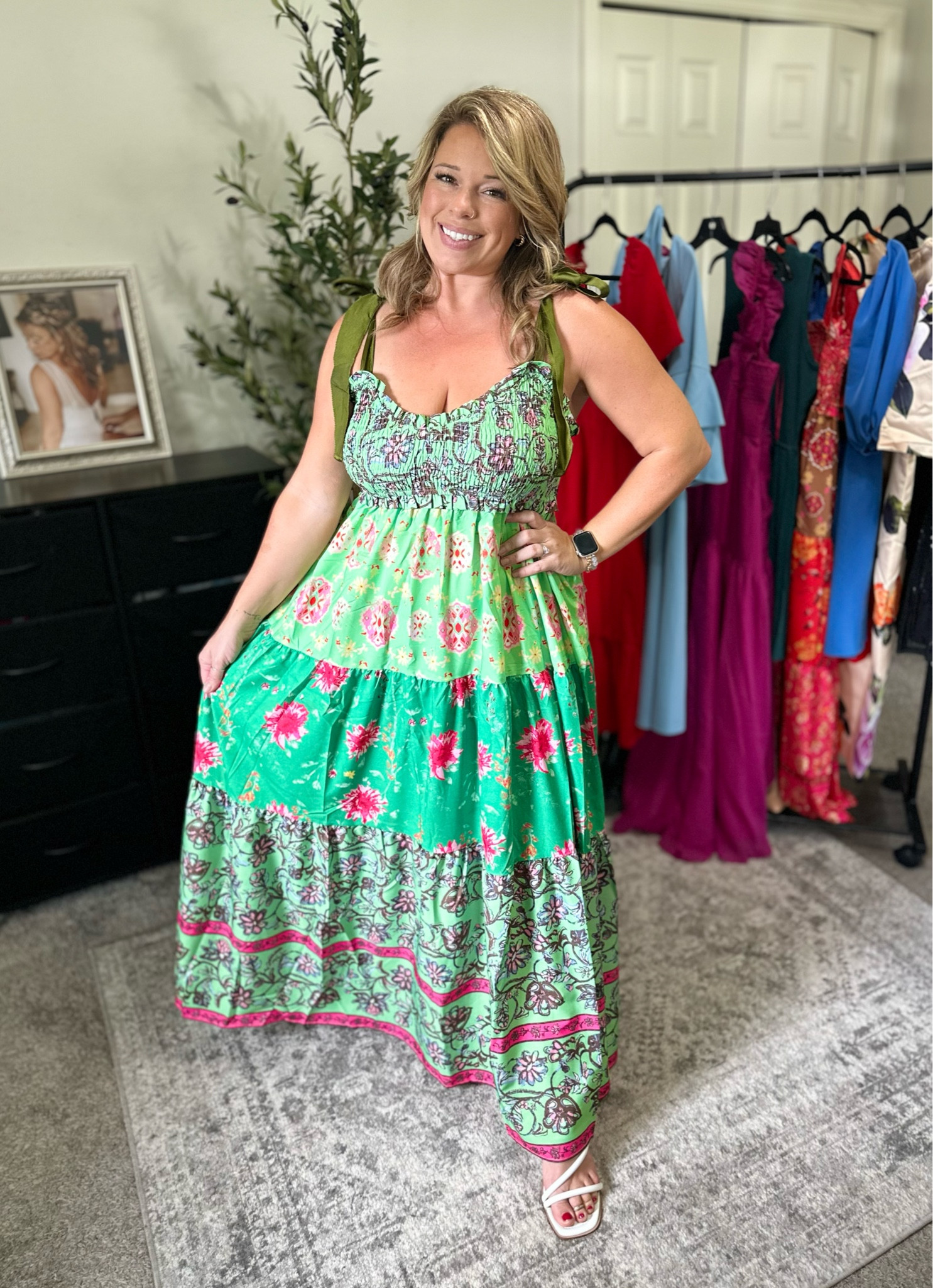 This dress is one of my favorite styles and comes in so many other color patterns. Only downfall is it is a polyester material so the material is cheaper but an ABSOLUTELY STUNNING design which makes up for it. I ordered my true size large and it fits perfectly.


This is a fantastic free people dupe look for way less.

Under $50 outfit 
Maxi dress
Summer dress
Free people looks for less 
Dress doop 
Amazon fashion 
Amazon finds
Floral dress
Tiered dress
Florida dress
Vacation dress
Cruise dress
Tropical destination outfit 
Midsize dress
Apple shape
Size large
Size 12

#LTKFindsUnder50 #LTKMidsize #LTKStyleTip