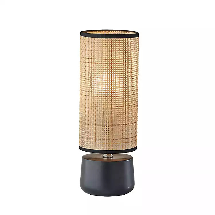 New! Rattan Cylinder Shade Black Base Table Lamp | Kirkland's Home