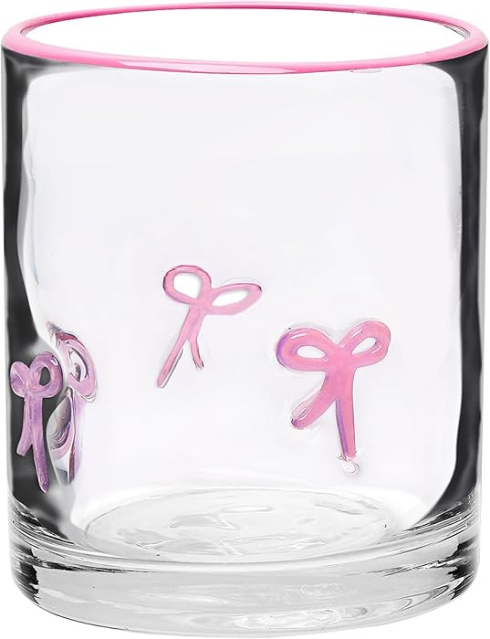 Pink Bow Icon Juice Glass Coquette Bow Aesthetic Anthropologie Cup 14 Oz Double Old Fashioned Ico... | Amazon (US)