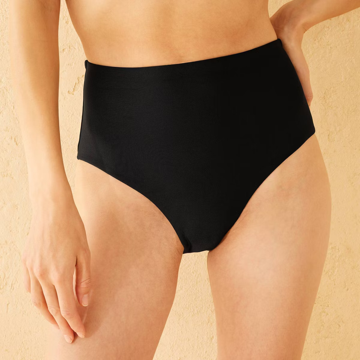 Women's Metallic High Waist Full Coverage Bikini Bottom - Shade & Shore™ Black | Target