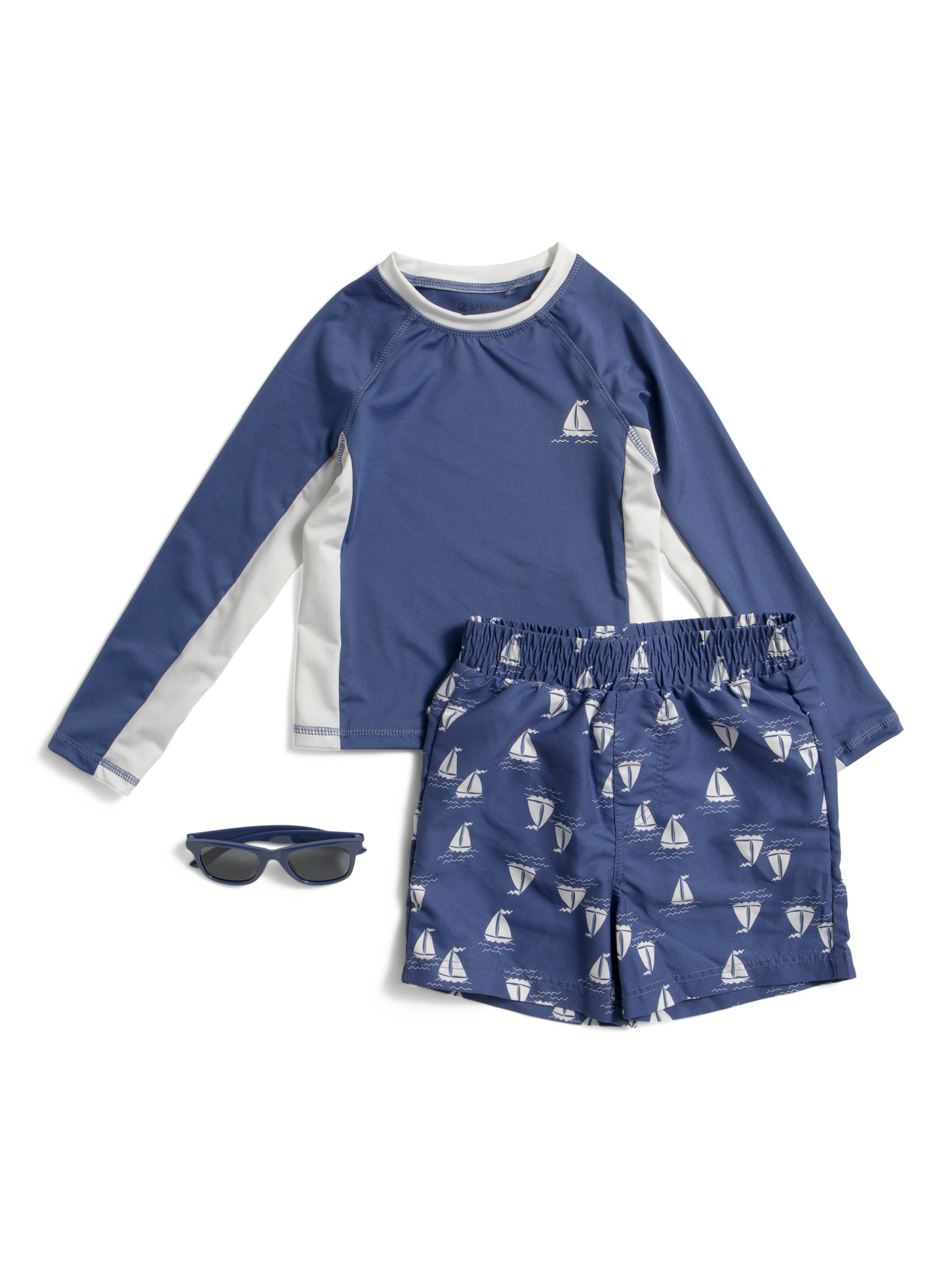 Toddler Boys 2pc Sailboat Rash Guard Set With Sunglasses | TJ Maxx