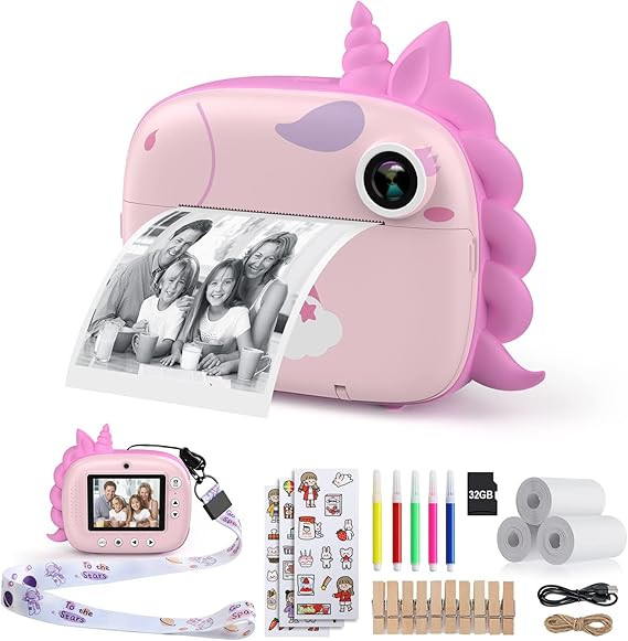 HiMont Camera Instant Print, Digital Camera for Kids with Zero Ink Print Paper & 32G TF Card, Sel... | Amazon (US)
