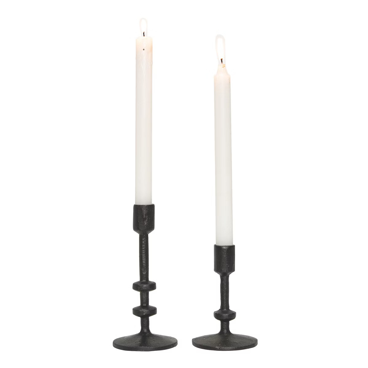 Transpac Metal 7.13 in. Brown Harvest Disc Detail Candle Holder Set of 2 | Target