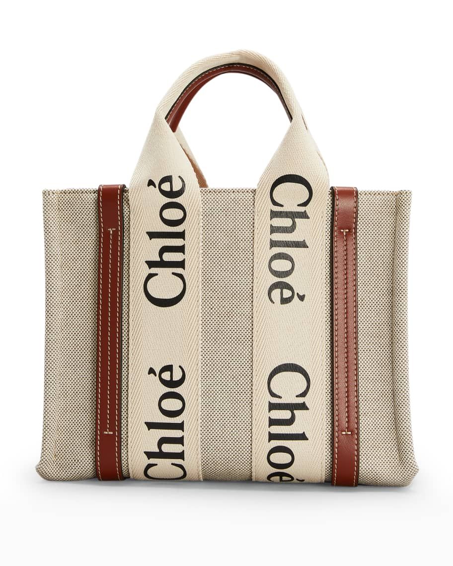 Chloe Woody Small Cotton Knit Tote Bag | Neiman Marcus