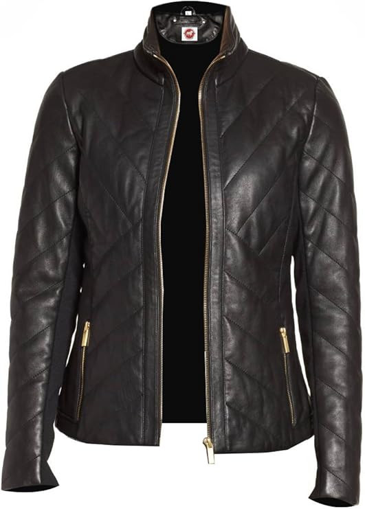 Takitop Nyx Black Quilted Classic Designer Real Leather Jacket Women Missy Plus Size | Amazon (US)