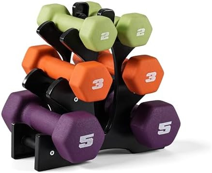 CAP 20 LB Set of Neoprene Dumbbells with Rack | 2, 3, 5 LB pairs | Amazon (US)