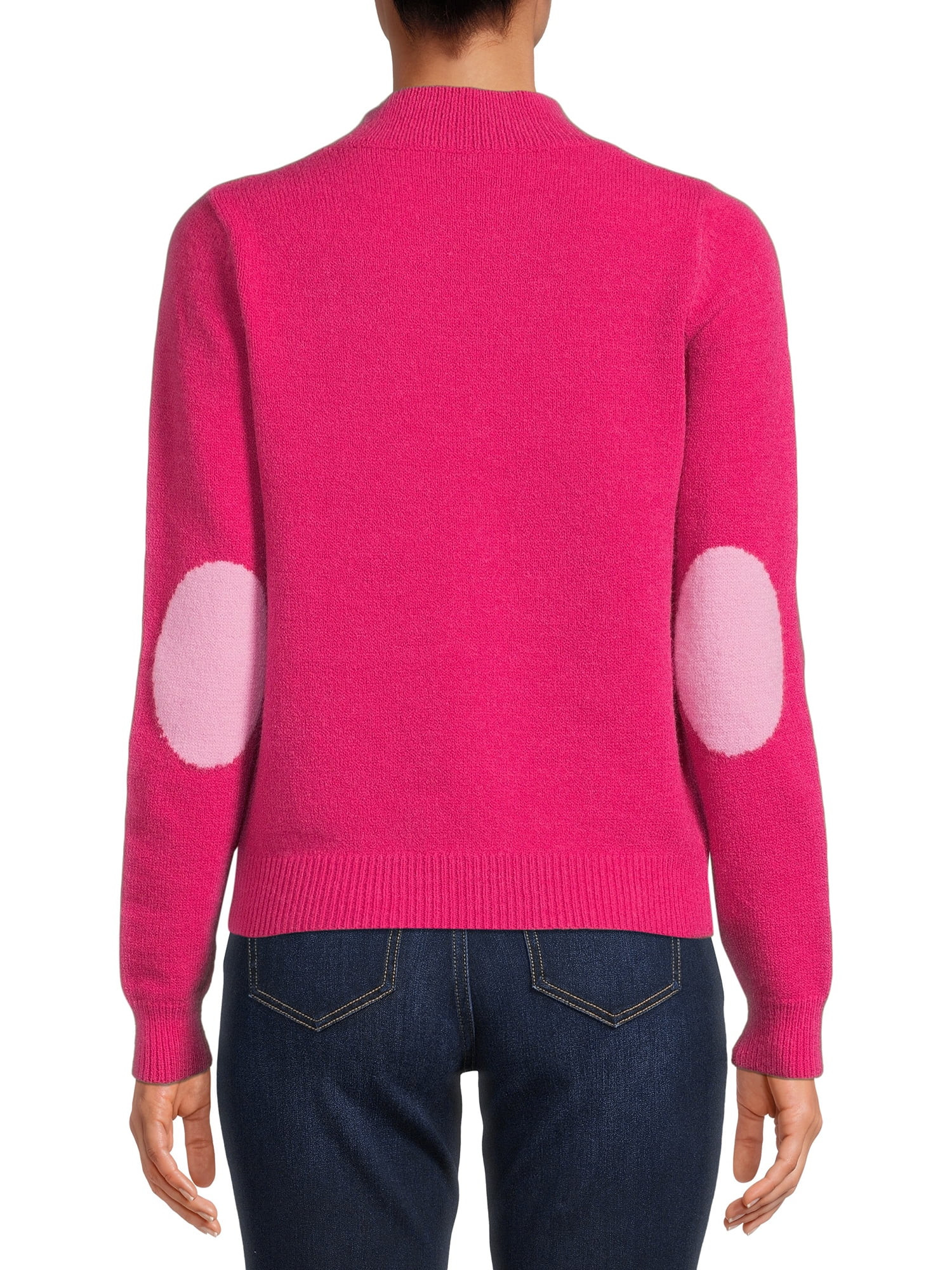 Dreamers by Debut Womens Elbow Patch Mock Neck Long Sleeve Sweater - Walmart.com | Walmart (US)