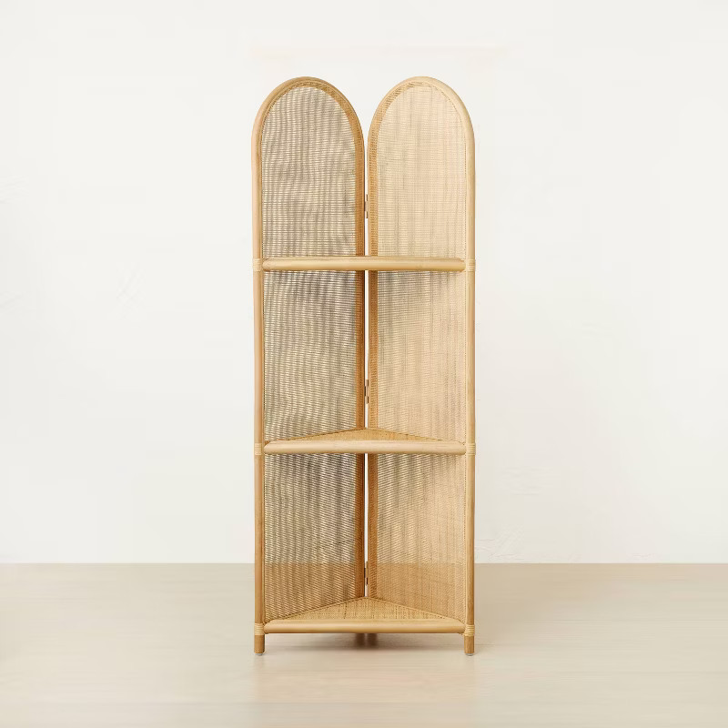 67" Anza Caned Corner Bookshelf Brown - Opalhouse™ designed with Jungalow | Target