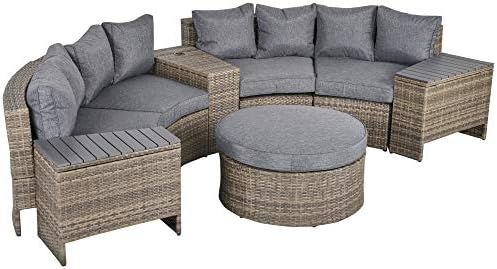 Outsunny 8 PCS Outdoor Patio PE Rattan Wicker Sectional Sofa Set Half Round Conversation Furnitur... | Amazon (US)