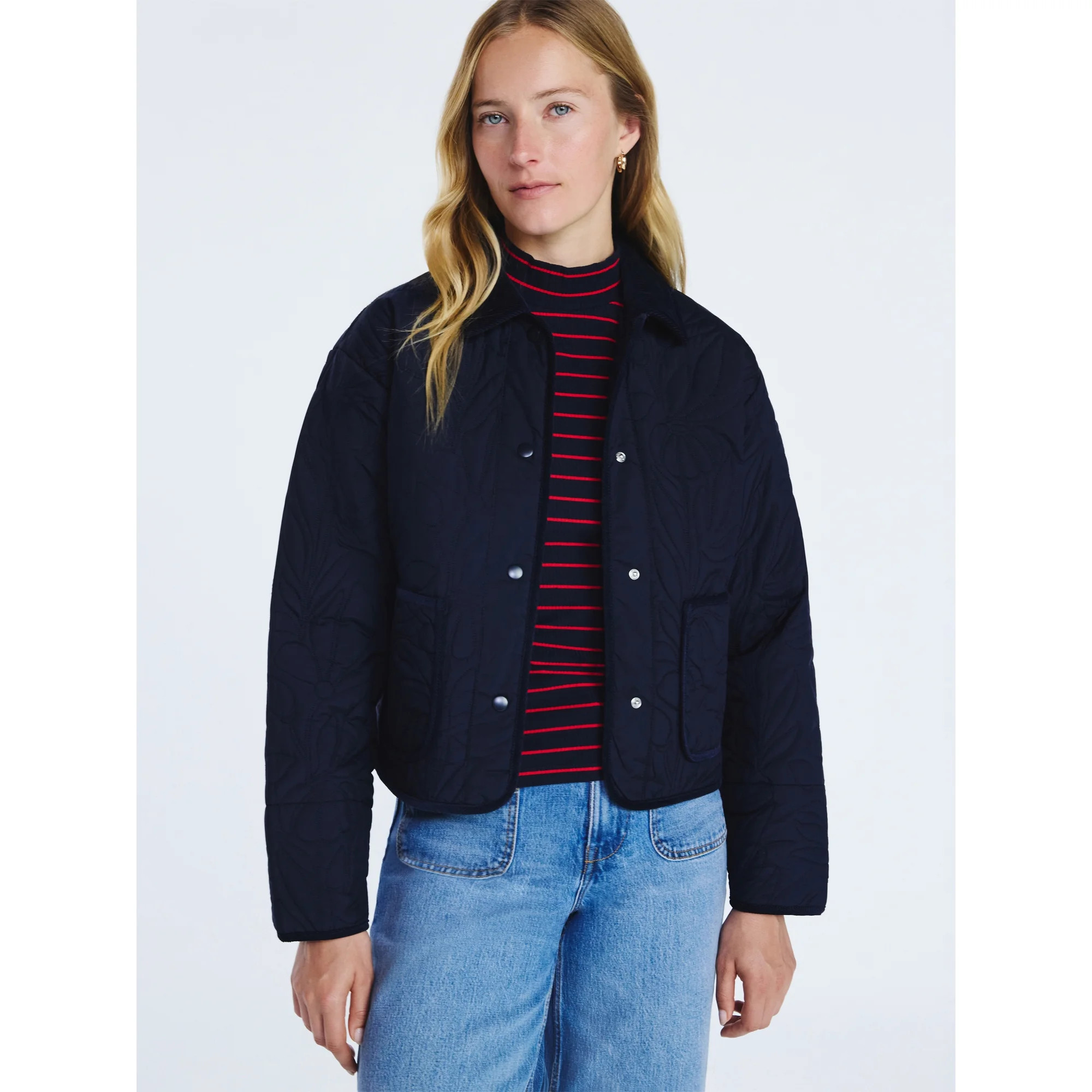 Free Assembly Women's and Women's Plus Floral Quilted Jacket, Sizes XS-4X | Walmart (US)