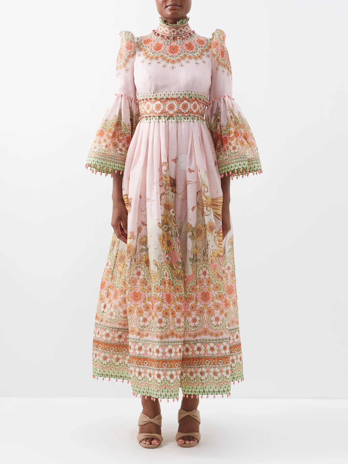 Kaleidoscope Zodiac bell-sleeve silk-blend dress | Zimmermann | Matches (US)