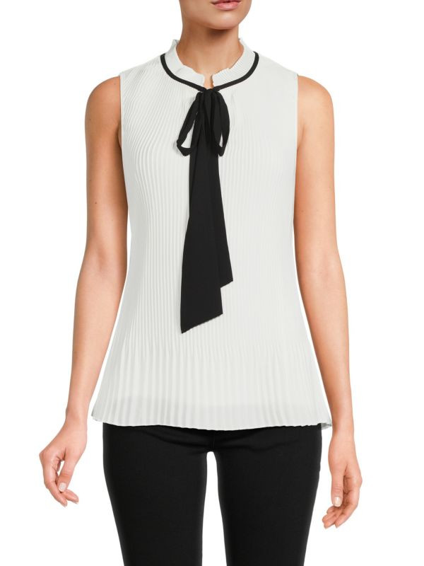 Pleated Tie Front Blouse | Saks Fifth Avenue OFF 5TH