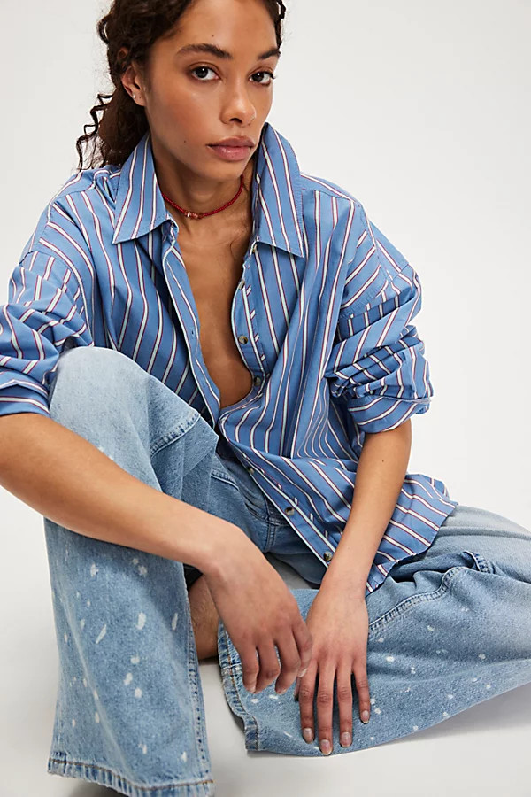 We The Free Striped Varsity Vibes Shirt | Free People (Global - UK&FR Excluded)