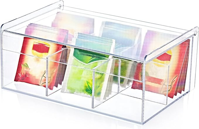 Ambesonne Acrylic Tea Organizer Plastic Stacking Bags Storage Bin Box Countertop Organizing Kitch... | Amazon (US)