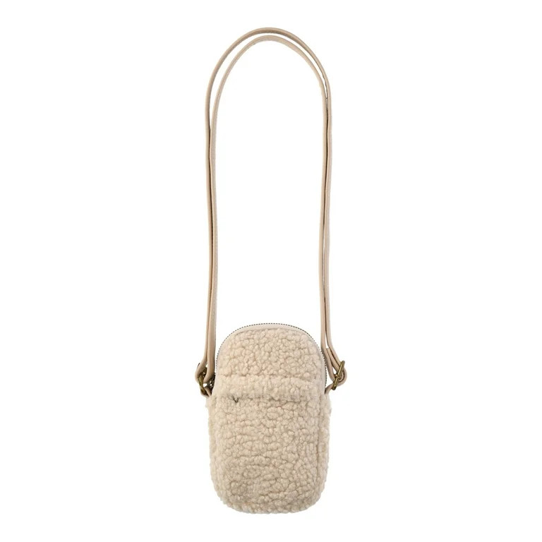 No Boundaries Faux Shearling Mini Crossbody Bag, Women's | Walmart (US)