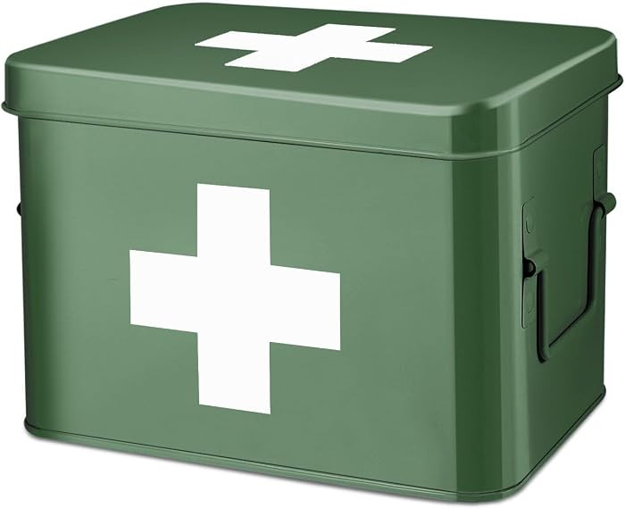 Flexzion Medicine Box, Home Pharmacy Box, 33 x 21 x 19 cm, Metal Medication Storage for Emergency... | Amazon (US)