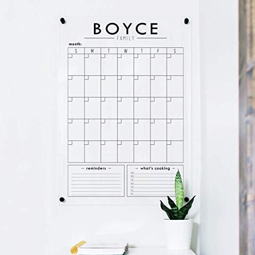 Clear Acrylic Family Calendar with Personalized Family Name and Bottom Sections | Amazon (US)