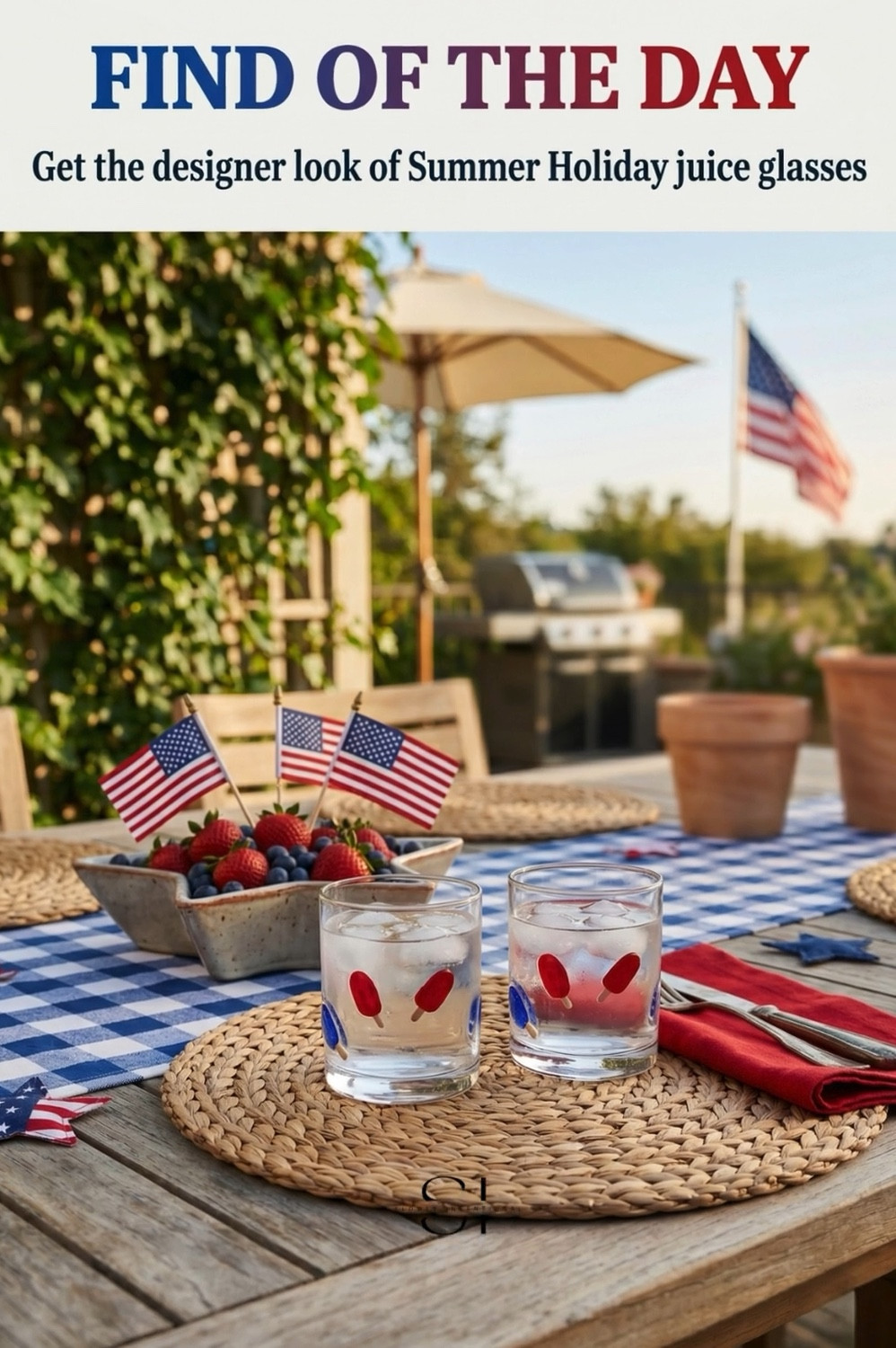 These are perfect for entertaining all summer long or just to use while sitting by the pool. 4th of July tablescape, summer holiday, patriotic table runner, Americana entertaining,  red white and blue decor, summer juice glasses, outdoor dining essentials, festive summer table

#LTKHome #LTKSeasonal